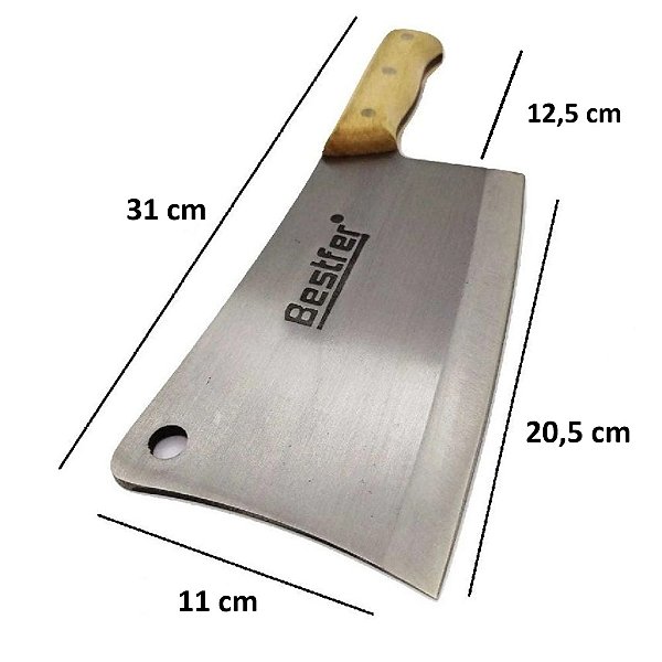 Cutelo Profissional Aço Manganes 8" Cabo de Madeira Bestfer BFH1763
