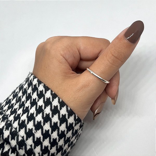 Anel de Prata Quadrado com Zircônia