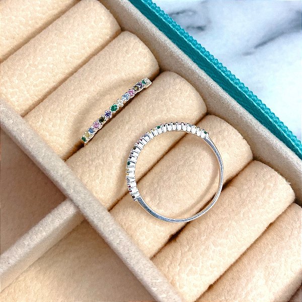 Meia Aliança de Prata Colorida