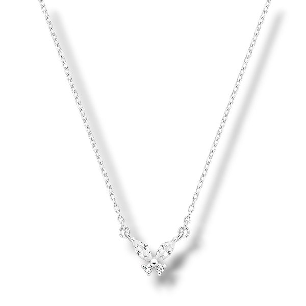 Colar de Prata Borboleta Zircônia 40 cm + extensor
