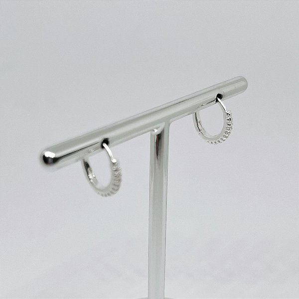 Argola de Prata Articulada Cravejada 12 mm