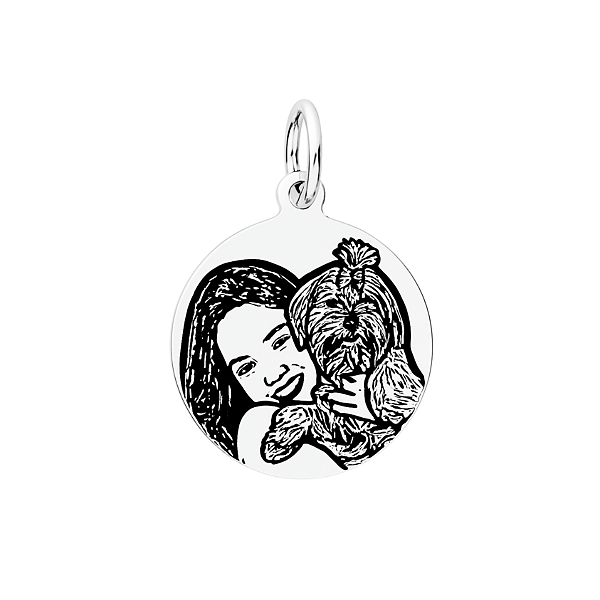 Pingente de Prata Personalizado com Foto Eternize (Ler Descrição) Redondo
