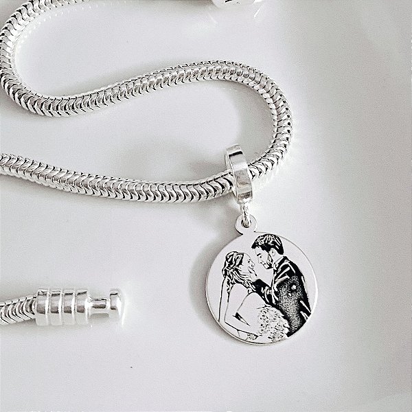 Berloque de Prata Personalizado com Foto Eternize (Ler Descrição) Redondo