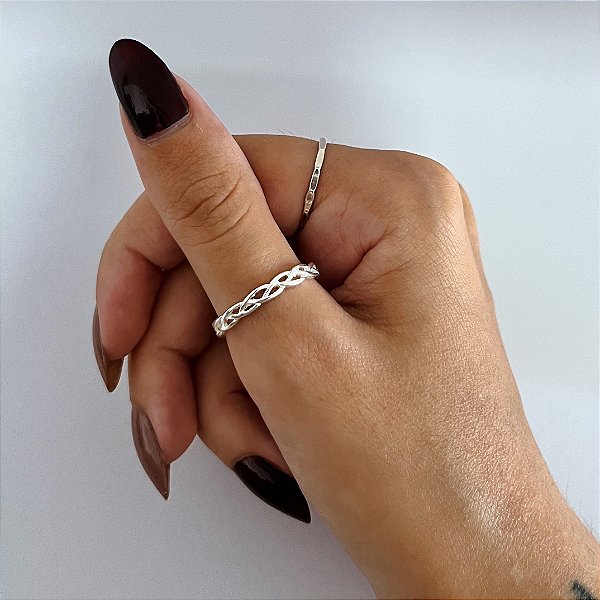 Anel de Prata Simples Trançado