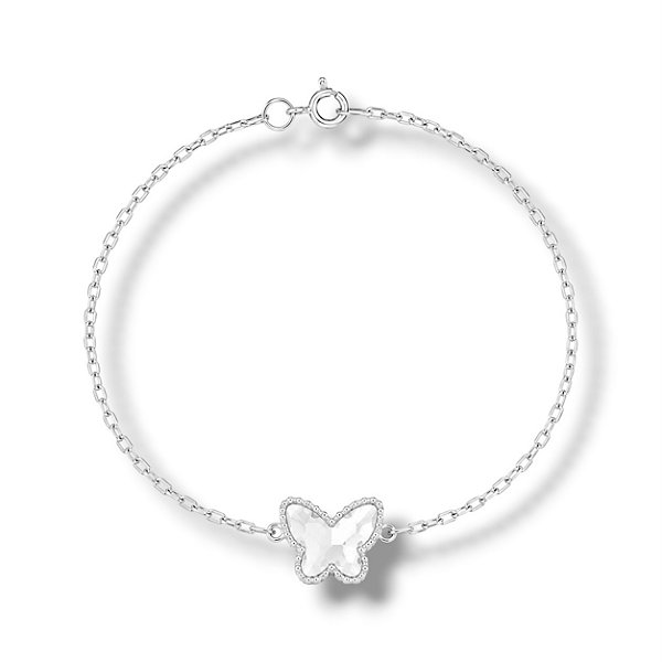 Pulseira de Prata Borboleta Transparente