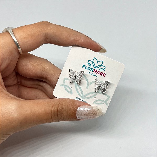 Brinco de Prata Borboleta Origami