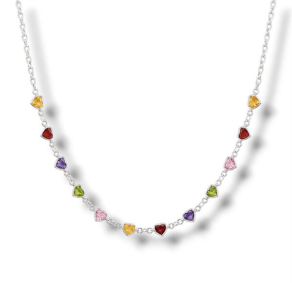 Choker de Prata Corações Colors