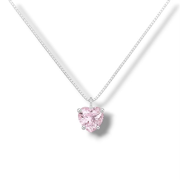 Colar de Prata Coração Rosa Bebê Maior