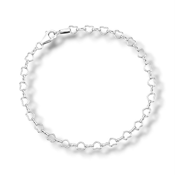 Pulseira de Prata Elo de Corações