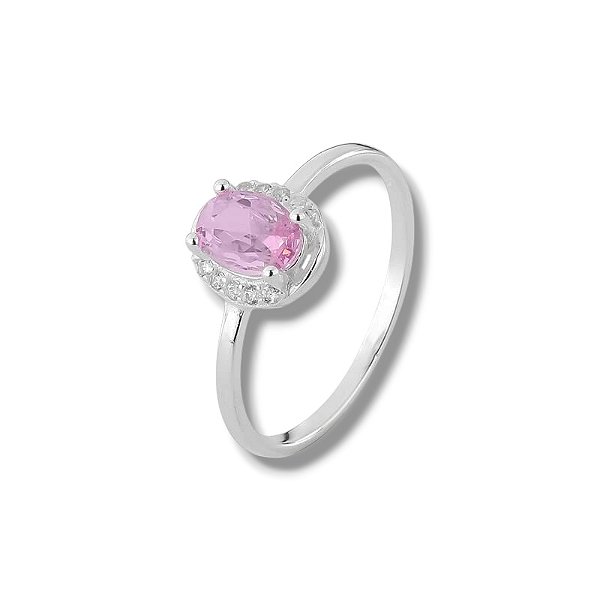 Anel de Prata Oval Rosa Bebê