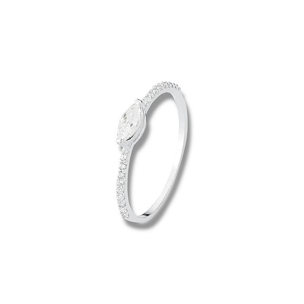 Anel de Prata Navete Cristal