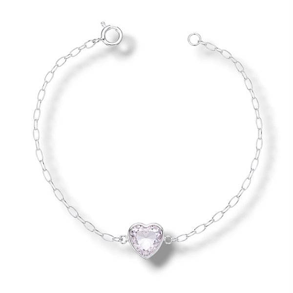 Pulseira de Prata Coração Zircônia Maior
