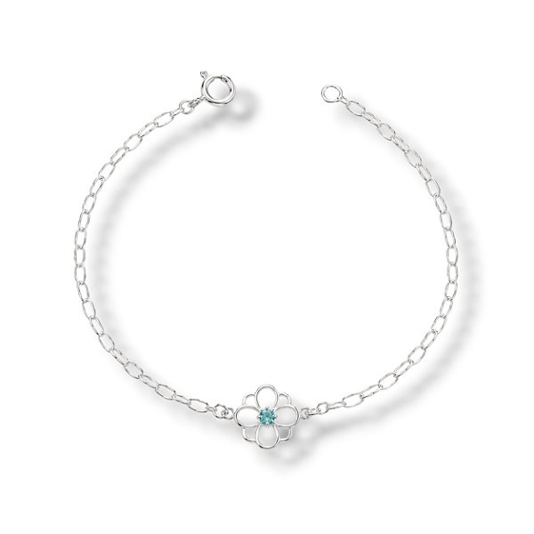 Pulseira de Prata Flor Vazada Turquesa