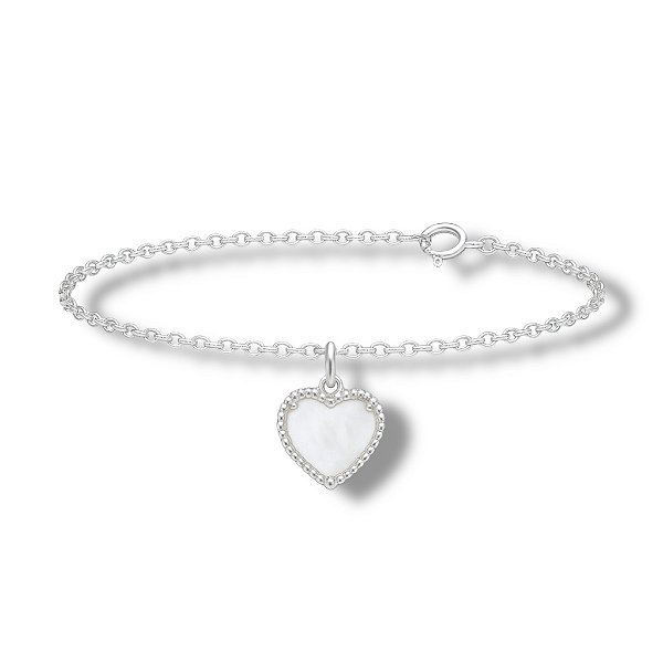 Pulseira de Prata Coração Madrepérola