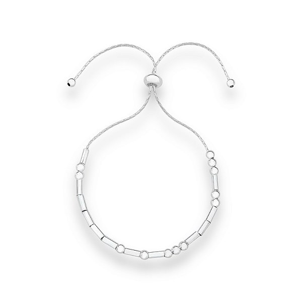 Pulseira de Prata Gravatinha Canutilhos e Bolinhas Menores
