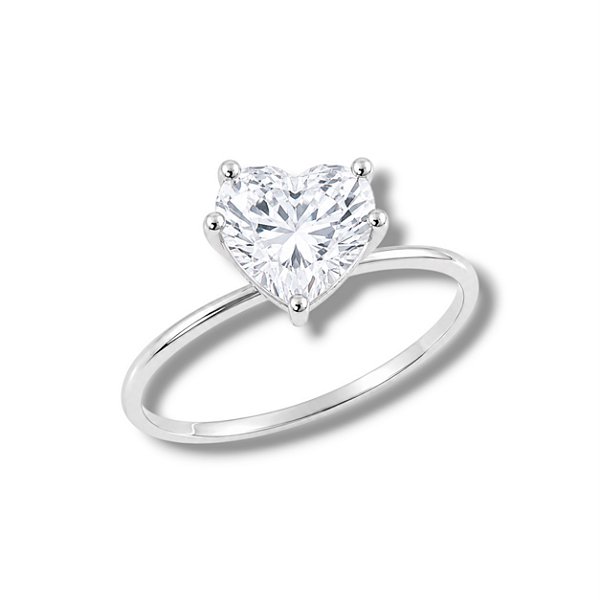 Anel de Prata Coração Cristal 10 mm