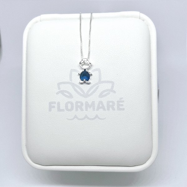 Colar de Prata Menino Azul Marinho 40 cm
