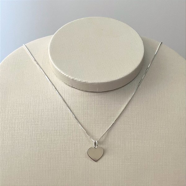 Colar de Prata Coração Liso 12 mm