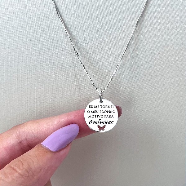 Colar de Prata Medalha Próprio Motivo 40 cm