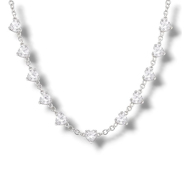 Choker de Prata Corações Cristal