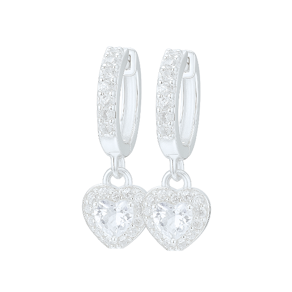 Argola de Prata Articulada Cravejada Coração Cristal