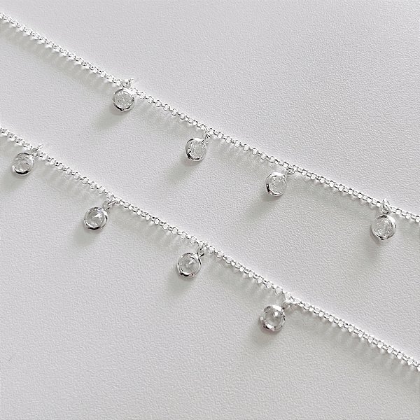 Pulseira de Prata Pingentes Ponto de Luz Redondo