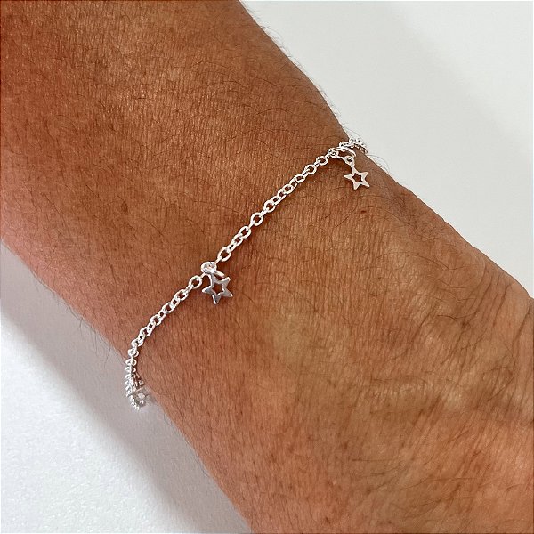Pulseira de Prata Estrelinhas Vazadas