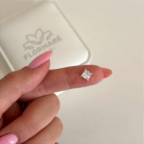 Pingente de Prata Quadrado Cristal