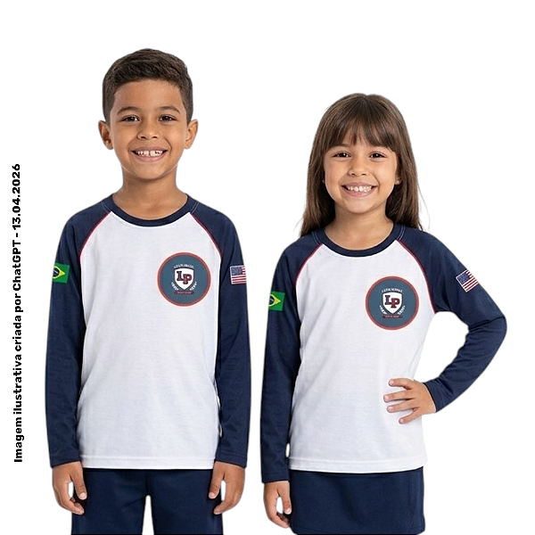 Little People School - Camiseta Branca Unissex Manga Longa - Ref. 248/249/241