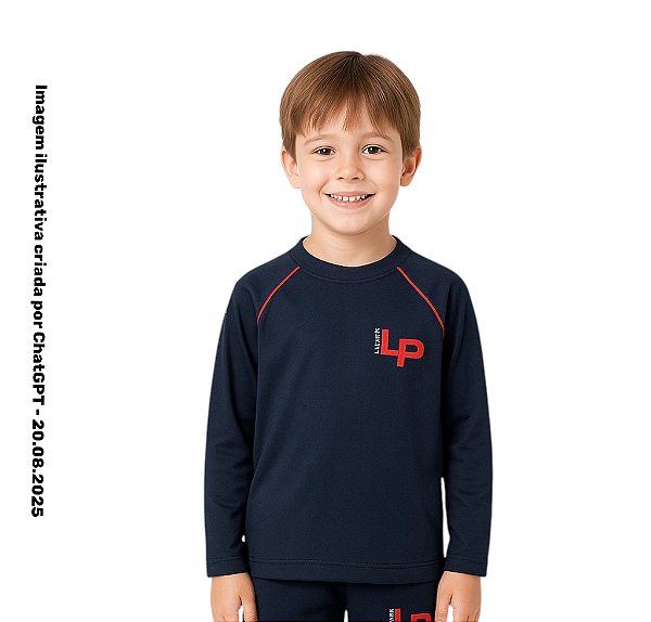 Little People School - Camiseta Azul Unissex Manga Longa - Ref. 265/266/241