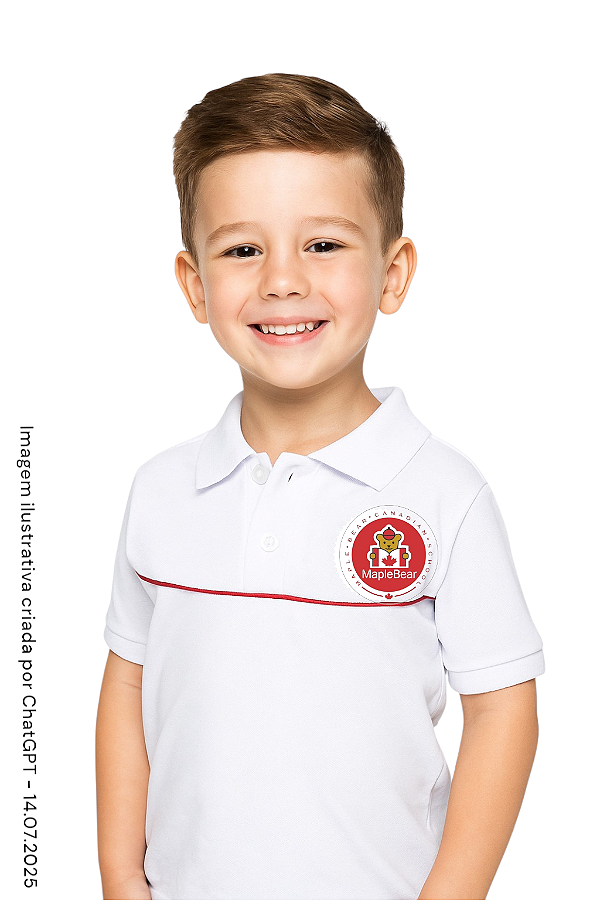 Maple Bear Infantil - Camiseta Polo Branca Manga Curta - Ref. 90