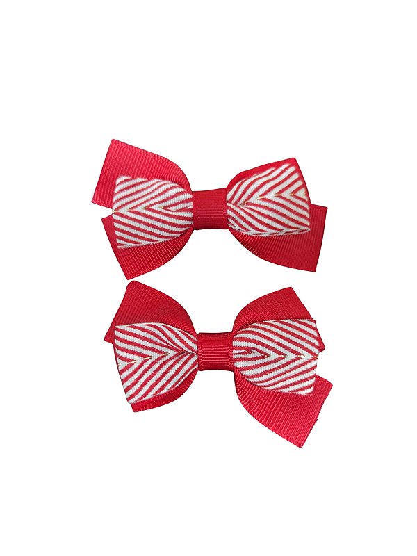 Par Gravatinha Listrado Vermelho - Ref. 503