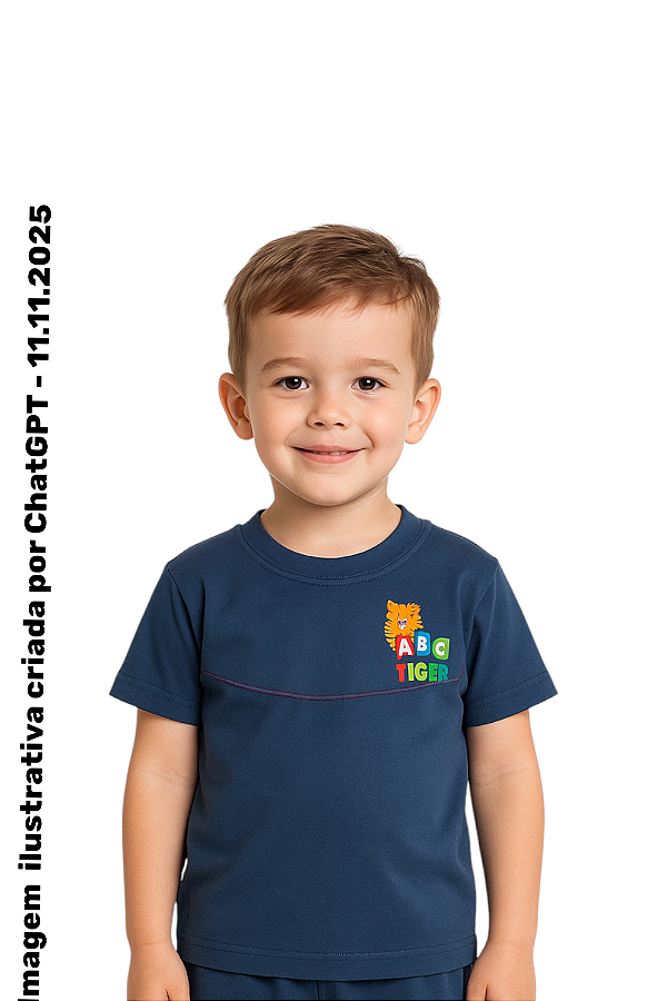 ABC Tiger - Camiseta Azul Manga Curta Unissex