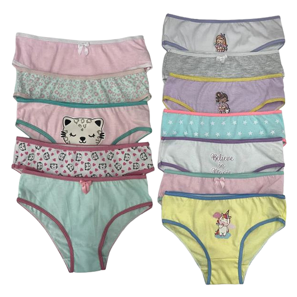 Kit Econômico 7 Calcinhas 100% Algodão – Ideal para o Dia a Dia das Pequena