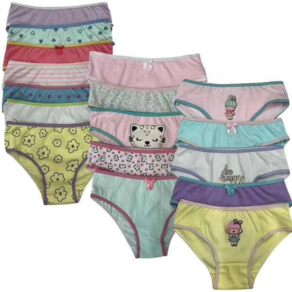 KIT 16 Calcinhas Infantil – Algodão de Verdade e Conforto que Dura o Dia Todo