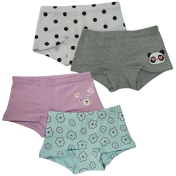 Kit 6 Calcinhas Boxer Infantil – Maciez, Conforto e Caimento Perfeito para sua Princesinha!