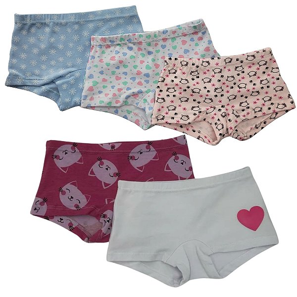 Kit 4 Calcinhas Boxer Infantil – Conforto que Acompanha a Brincadeira!