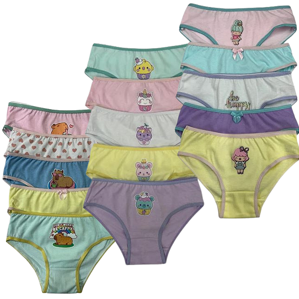 KIT Leve 12 e Pague 10 Calcinhas Algodão Premium – Ideal para Pele Sensível e Rotina Escolar