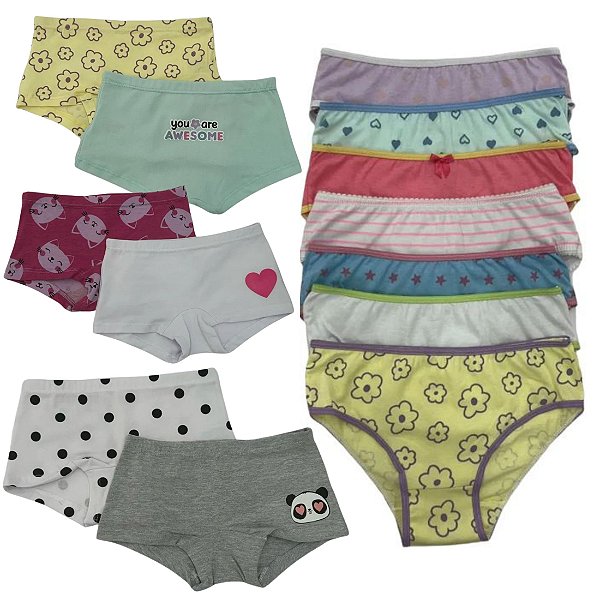 Kit com 4 Calcinhas Boxer e 5 Tradicionais em Cores Variadas. Mais Estilo, Mais Conforto!