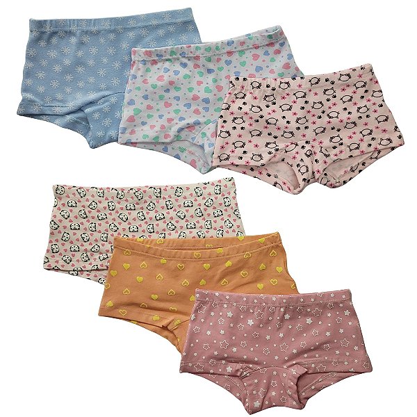 Kit com 12 Calcinhas Boxer – Ideal para Meninas Ativas, Conforto Que Dura o Dia Inteiro!