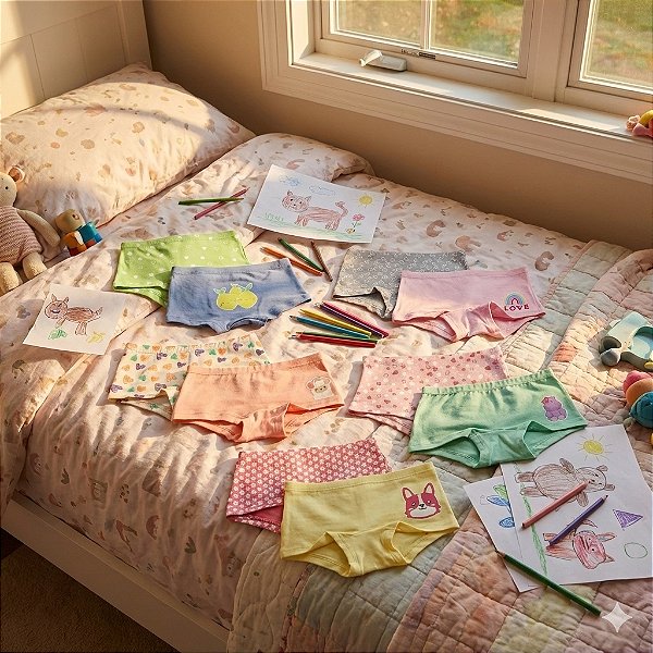 Kit 14 Calcinhas Boxer - Completo com Conforto, Estilo e Liberdade para Sua Menina!