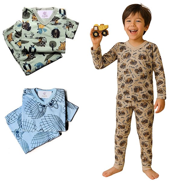 Pijama de Inverno Infantil Masculino – Tecido FLANELADO Macio