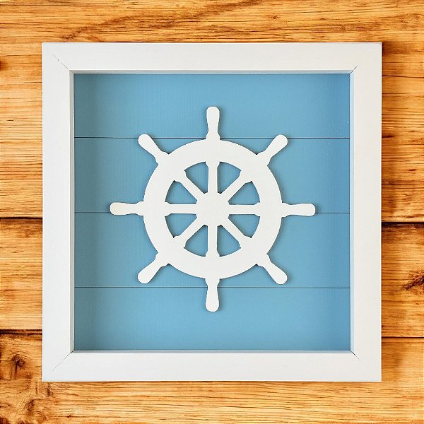 Quadro Náutico Fundo Azul com Timão Branco