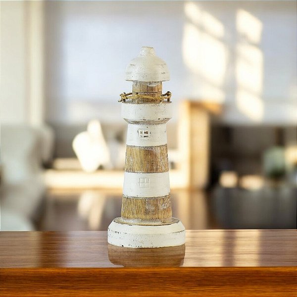 Enfeite Farol Branco Rústico Médio