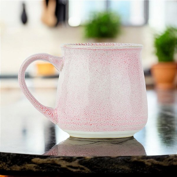 Caneca Glazura Rosa em Cerâmica 300ml