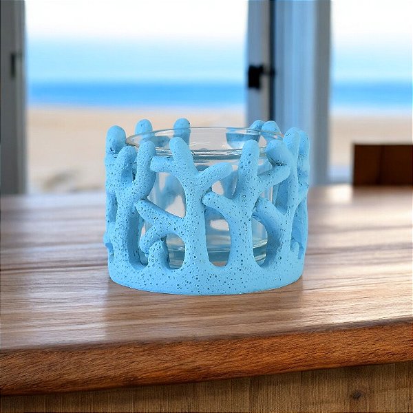 Porta Velas Coral Azul