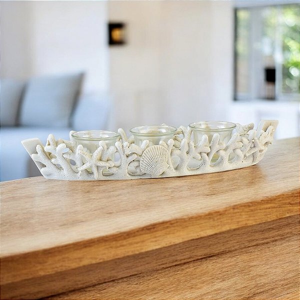 Porta Velas Coral Branco