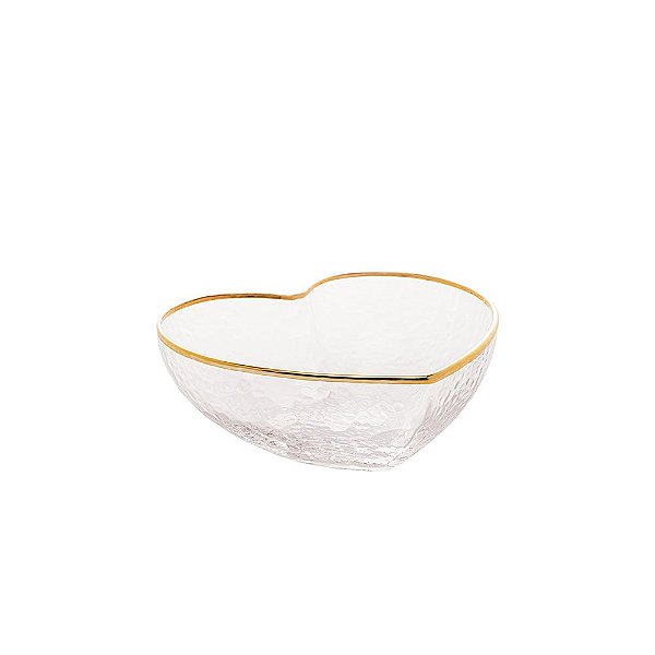 Bowl Heart de Vidro com Borda Dourada 9cm