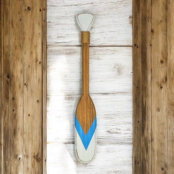 Remo Decorativo em Madeira V Azul e Branco