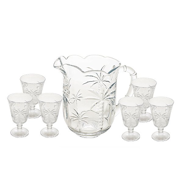 Conjunto 7 peças jarra c/ 6 taças de cristal